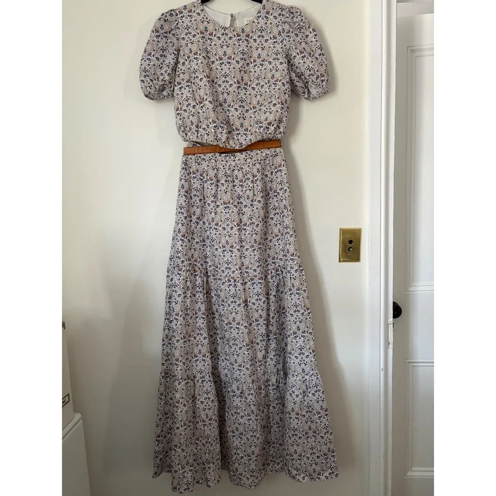 Cami NYC Flor Spring Tapestry 2 Piece Set: Crop Top Sz XS Tiered Maxi Skirt Sz S